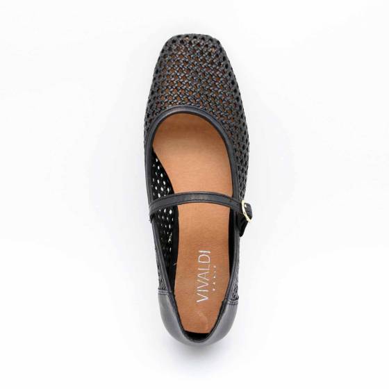 BALLERINE BABIES CORINTHE CUIR PERFORE NOIR