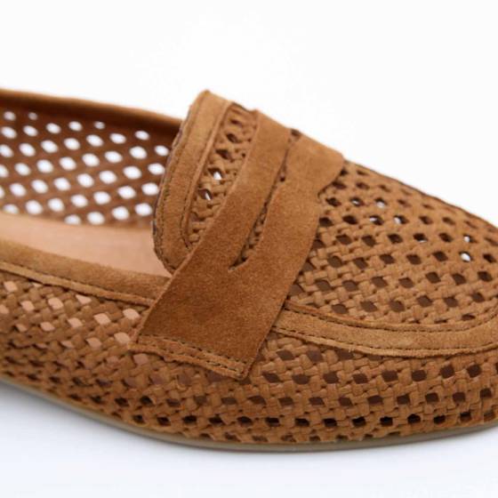 MOCASSIN ELEONORE CUIR-VELOURS CAMEL