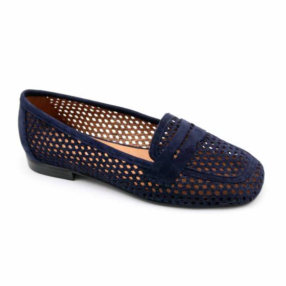 MOCASSIN ELEONORE CUIR-VELOURS MARINE