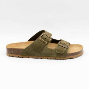 SANDALE 83804 CUIR-VELOURS VERT-KAKI