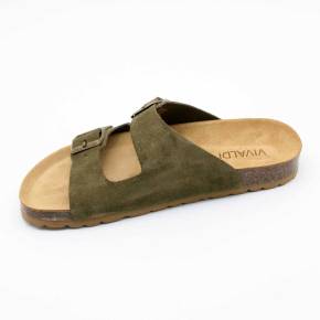 SANDALE 83804 CUIR-VELOURS VERT-KAKI