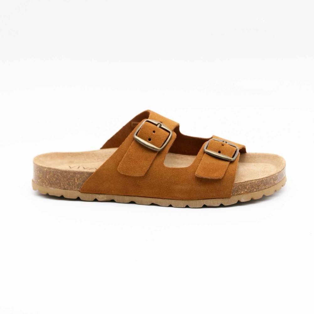 SANDALE 83804 CUIR-VELOURS COGNAC