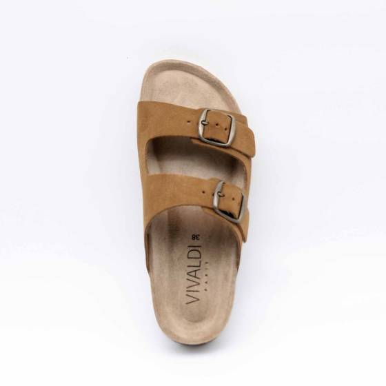 SANDALE 83804 CUIR-VELOURS COGNAC