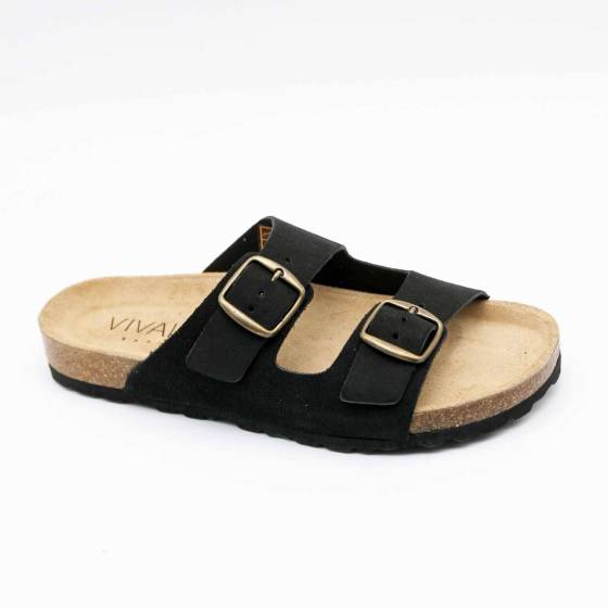 SANDALE 83804 CUIR-VELOURS NOIR