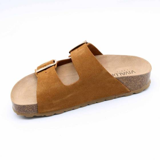 SANDALE 88828 CUIR-VELOURS COGNAC