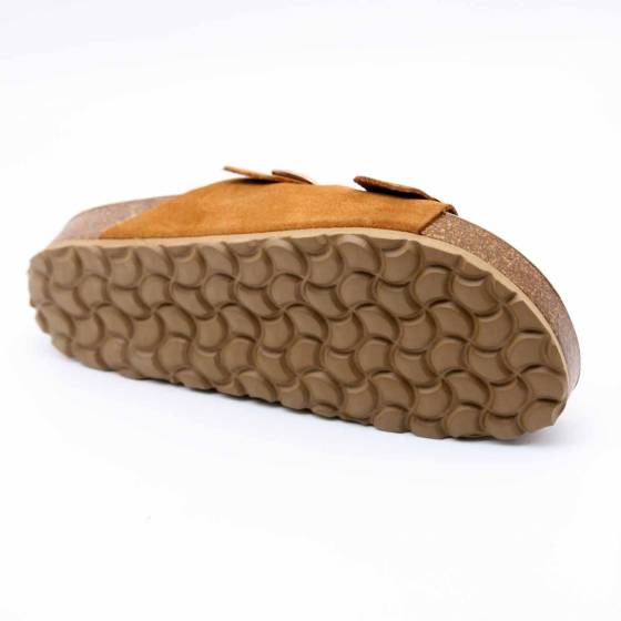 SANDALE 88828 CUIR-VELOURS COGNAC