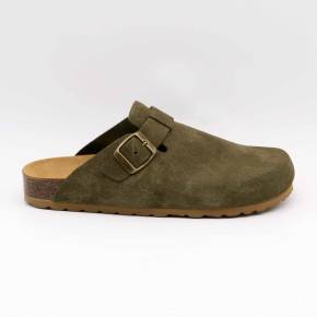 SABOT 86785 CUIR-VELOURS VERT-KAKI