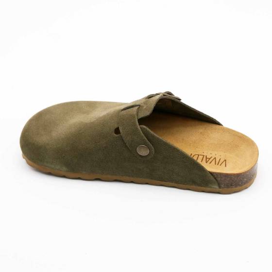 SABOT 86785 CUIR-VELOURS VERT-KAKI