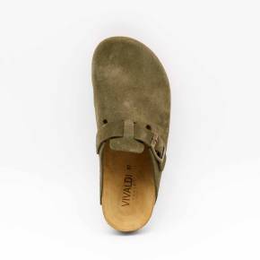 SABOT 86785 CUIR-VELOURS VERT-KAKI