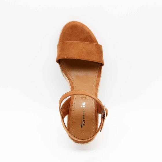 SANDALE COMPENSÉE TAMARIS 28300 VEGANE COGNAC