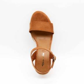SANDALE COMPENSÉE TAMARIS 28300 VEGANE COGNAC