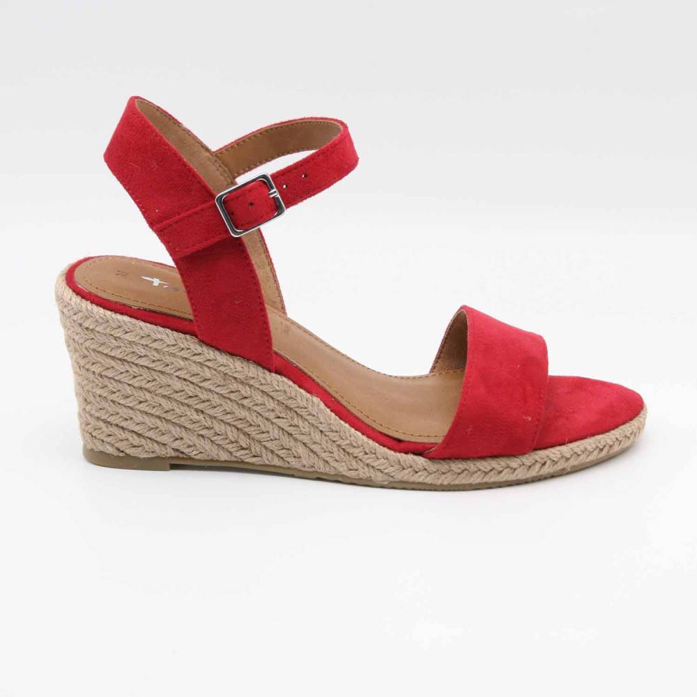 SANDALE COMPENSEE TAMARIS 28300 VEGANE ROUGE