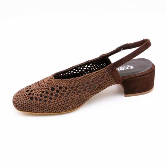 ESCARPIN SLINGBACK REQINS RAVEL SYNTHETIQUE MARRON