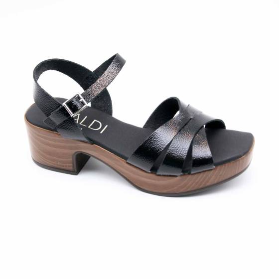 SANDALE 5923 CUIR-VERNIS NOIR