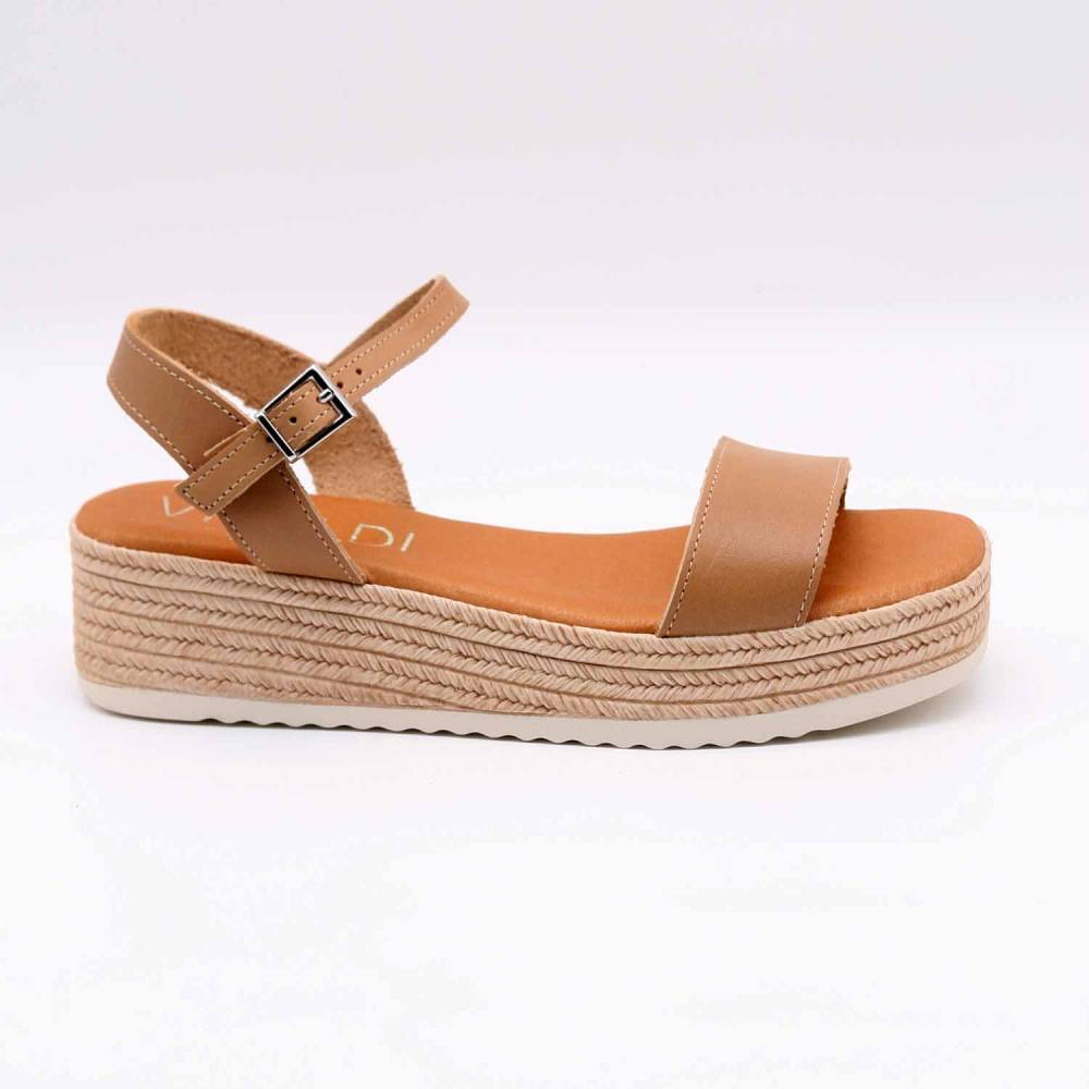 SANDALE COMPENSÉE 6022 CUIR TAUPE