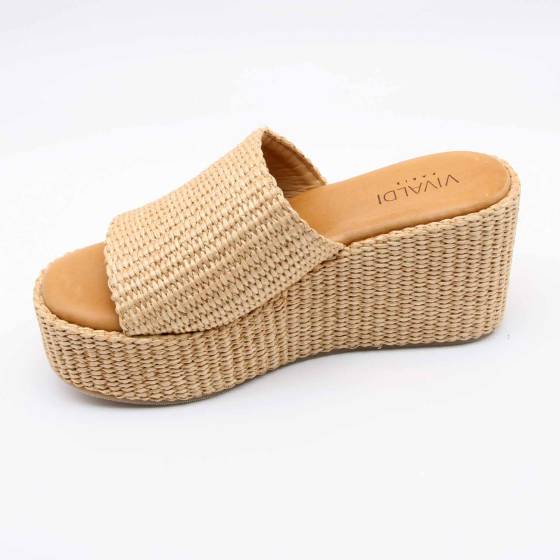 SANDALE COMPENSÉE 4284 RAPHIA BEIGE