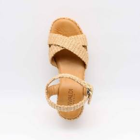 SANDALE COMPENSÉE 4891 RAPHIA BEIGE