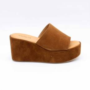 SANDALE COMPENSÉE 4905 CUIR-VELOURS MARRON