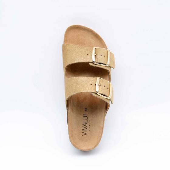 SANDALE 88828 CUIR-METALLISE OR