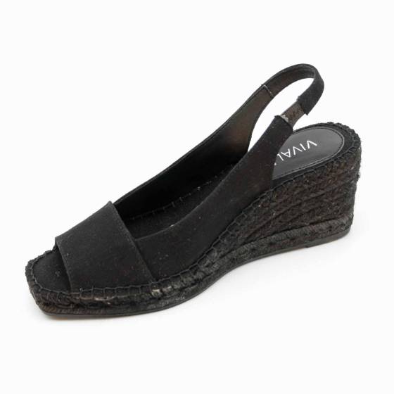 SANDALE ESPADRILLE FIORE TOILE NOIR
