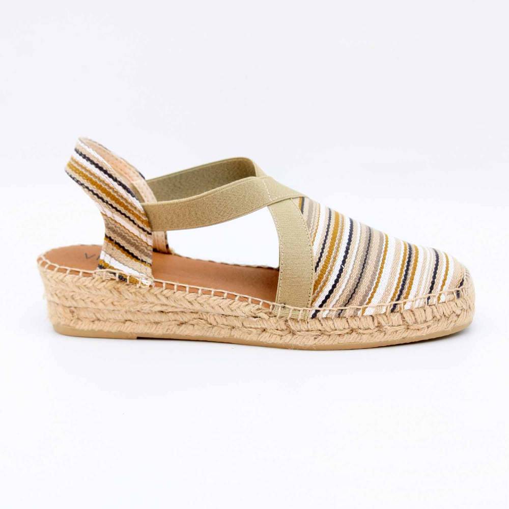 SANDALE ESPADRILLE VINAROS TOILE BEIGE-MULTICOLORS