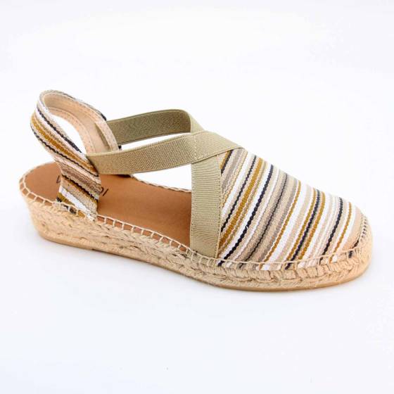 SANDALE ESPADRILLE VINAROS TOILE BEIGE-MULTICOLORS