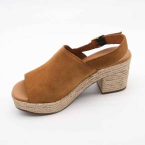 SANDALE NICE CUIR-VELOURS COGNAC