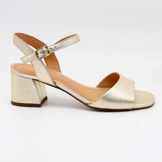 SANDALE SYRACUSE CUIR-METALLISÉ PLATINE