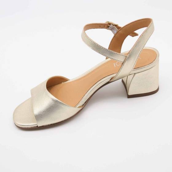 SANDALE SYRACUSE CUIR-METALLISÉ PLATINE