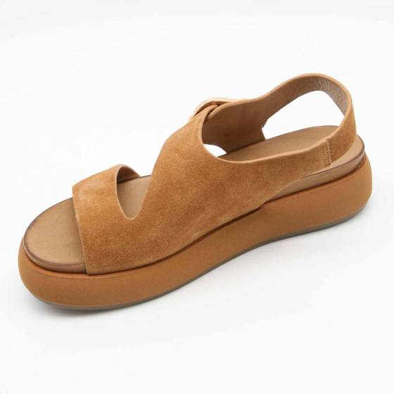 SANDALE A96064 CUIR-VELOURS CAMEL