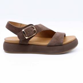 SANDALE A96064 CUIR-VELOURS MARRON