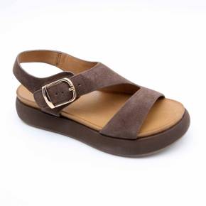 SANDALE A96064 CUIR-VELOURS MARRON