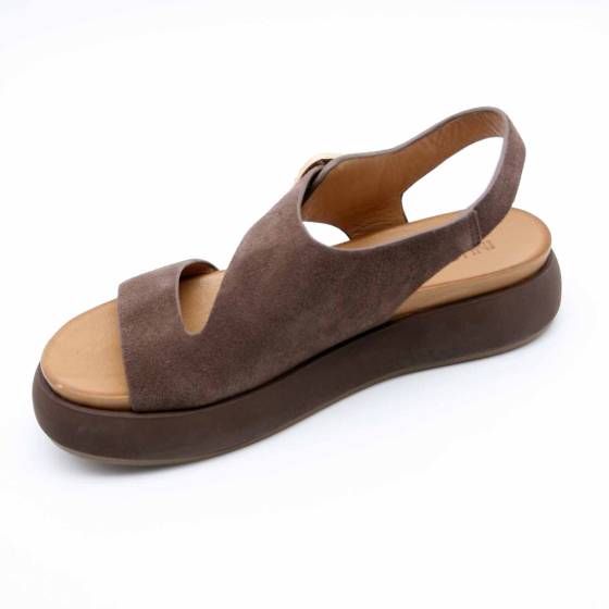 SANDALE A96064 CUIR-VELOURS MARRON