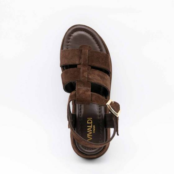 SANDALES GLR-1059 CUIR VELOURS MARRON