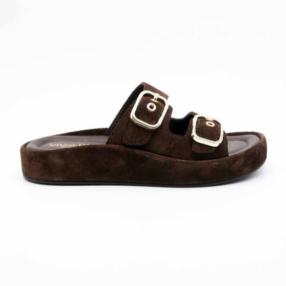 MULE-SANDALE RIO-1130 CUIR-VELOURS MARRON