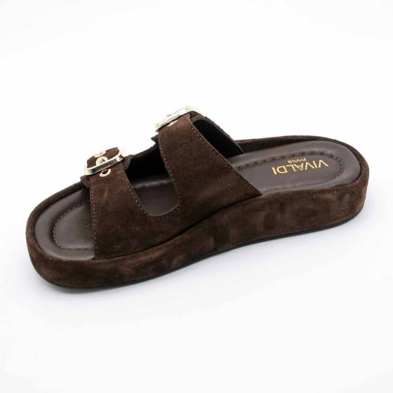 MULE-SANDALE RIO-1130 CUIR-VELOURS MARRON