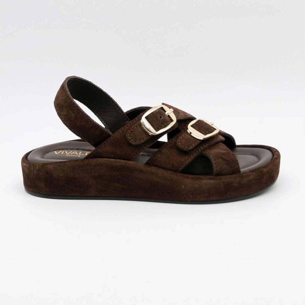 SANDALE RIO-1138 CUIR-VELOURS MARRON