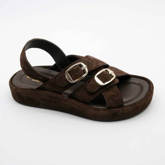 SANDALE RIO-1138 CUIR-VELOURS MARRON