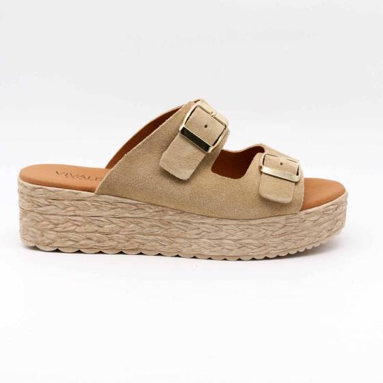 SANDALES 773 CUIR-VELOURS BEIGE